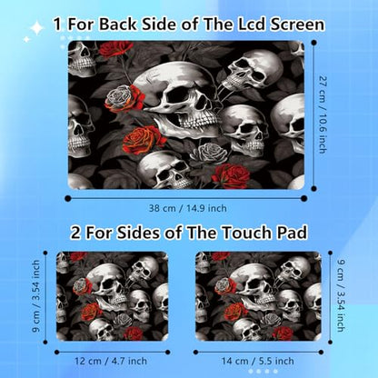 Universal Laptop Skin Sticker Decal for 11.6”12" 13" 13.3" 14" 15" 15.4" 15.6" Reusable Waterproof Scratch-Scratch Resistant Protective Vinyl Laptop Notebook Skin Stickers - Red Roses Skull - color: Red Roses Skull