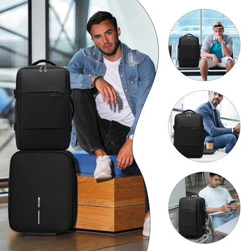 BANGE Backpack with Anti-Theft Vacuum Compression Travel Backpack,Expandable Backpacks with Pump for Airplanes - color: Black