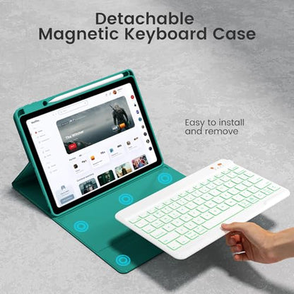 Keyboard Case for iPad Air 5th/4th Pro 11 inch, 7-Color Backlit Detachable Wireless Keyboard Case with Pencil Holder, Stand Folio Cover for Gen 2020/2022, Pro 4th/3rd/2nd/1st Gen, Teal - color: Teal