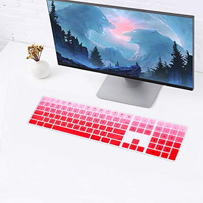 Ultra Thin Silicone Full Size Wireless Numeric Keyboard Cover Skin for Mac 2017 Magic Keyboard with Numeric Keypad MQ052LL/A A1843 US Layout,Ombre Red - color: Ombre Red