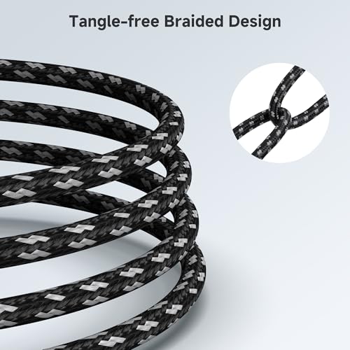 Cable Matters Plug & Play Braided USB C to Ethernet Cable, 6ft | Gigabit Ethernet, Thunderbolt 4/5 Compatible, Works with MacBook, iPad Pro, XPS, and Surface Pro - size: 6 Feet