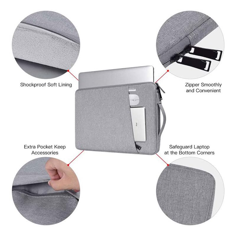 15.6In Laptop Case Sleeve, Protective Cover Bag with Accessories Pocket for 15-16In HP Asus Dell Lenovo Notebook - color: Gray