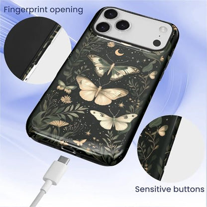 CARLOCA Case for iPhone 17 Pro Max,Gothic Dark Butterfly Design Hybrid Dual Protection Soft TPU Hard PC Shockproof Anti Scratch Men & Women Stylish Protective Phone Case - color: Gothic Dark Butterfly, size: iPhone 17 Pro Max