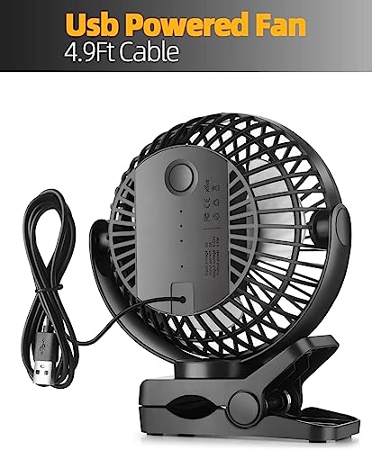 Viniper 6 inch USB Clip on Fan, Portable Small Desk Fan : 360° Rotation, 3 Speeds Wind Table Fan, Quiet Powerful for Home,Office (USB Powered Fan Not Rechargeable) - Light Blue - color: Light blue, style: USB Powered fan