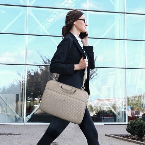 BAGSMART Laptop Sleeve 15-15.6 inch Case Protective Water-Resistant | Lightweight Laptop Bag for Women with Pocket and Handle, Compatible with MacBook, HP, Dell, Acer and Asus notebooks - color: Gray-Shoulder Strap, size: 15.6 Inch