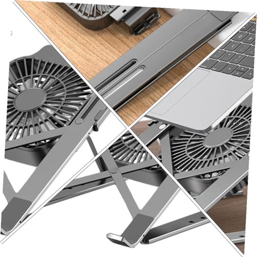 Adjustable Aluminum Alloy Laptop Cooling Stand with Built-in Fan Portable Notebook Holder for Desk Use Height-Riser Laptop Shelf Compatible with Pcs