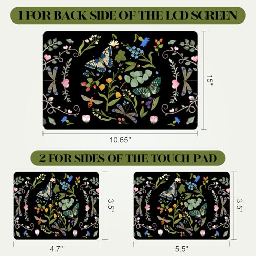 13" 13.3" 14" 15" 15.4" 15.6 Inches Laptop Skin Sticker Netbook Decal Vinyl Reusable Notebook Art Protector Cover, Personalized Skin, Dragonfly Butterfly Flower - color: Dragonfly Butterfly Flower