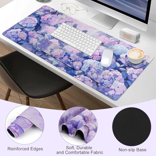 Petmolico 4-in-1 Wrist Rest Set with Desk Pad, Blue Flower Cat | Non-slip PU base, soft Lycra & memory foam, ergonomic pain relief, great for home/office - color: Blue