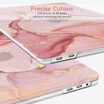BELKA Compatible with MacBook Pro 13 inch Case M2 M1 2022 2021 2020-2016 | Pink Marble Pattern Plastic Hard Shell Case, Scratch & Fingerprint Resistant, Includes 2 Keyboard Covers & Screen Protector - color: Pink Gold Marble