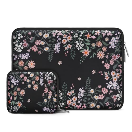 MOSISO Laptop Case 13.3 inch, 13-14 inch Laptop Sleeve Compatible with MacBook Neo/Air 13.6/Pro 13/Pro 14, HP Dell ASUS Lenovo, Neoprene Computer Sleeve Bag with Small Case, Swaying Blooms