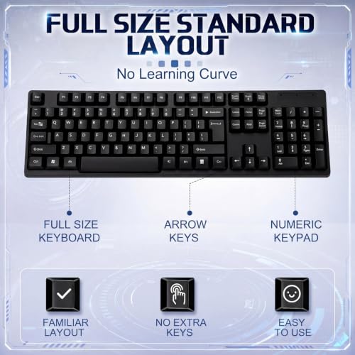 Tellegloww 24 Sets USB Wired Keyboard and Mouse Combo Bulk,Black | Keyboard and Mouse for Office Business Enterprise Workstation, Plug and Play Computer Peripherals for Pc Desktop Laptop