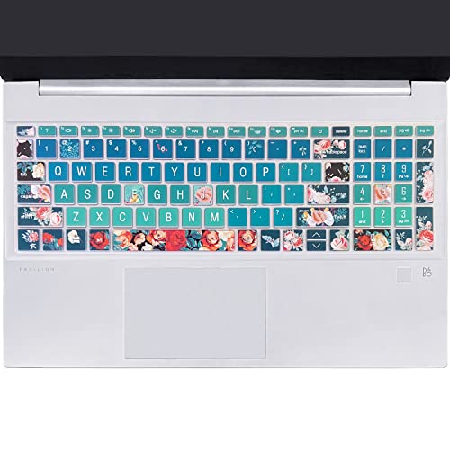 Silicone Keyboard Cover for 15.6 HP Laptop 15-fc 15-fd 15t-fd 15z-fc/HP Pavilion 15-eg 15t-eg 15-eh 15-er, 17z-ca 17-cn 17-cp 17z-cp Model Series,Red Rose - color: Red Rose