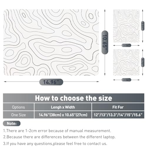Universal Laptop Skin Sticker,Waterproof Reusable Vinyl Laptop Sticker Cover Art Protector Notebook PC,Cute Cartoon Notebook Stickers Decal,Fits 12 13 13.3 14 15 15.4 15.6 inch-White Line - color: Topographic White