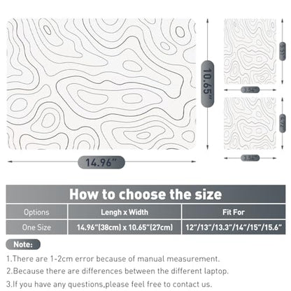 Universal Laptop Skin Sticker,Waterproof Reusable Vinyl Laptop Sticker Cover Art Protector Notebook PC,Cute Cartoon Notebook Stickers Decal,Fits 12 13 13.3 14 15 15.4 15.6 inch-White Line - color: Topographic White