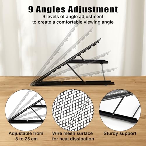 Dunzoom 1 Pc Mesh Laptop Stands 10 Levels Large Adjustable Laptop Riser Holder Computer Stand for Desk Cooling Ventilated Universal Lightweight Ergonomic Tray for Diamond Painting Reading
