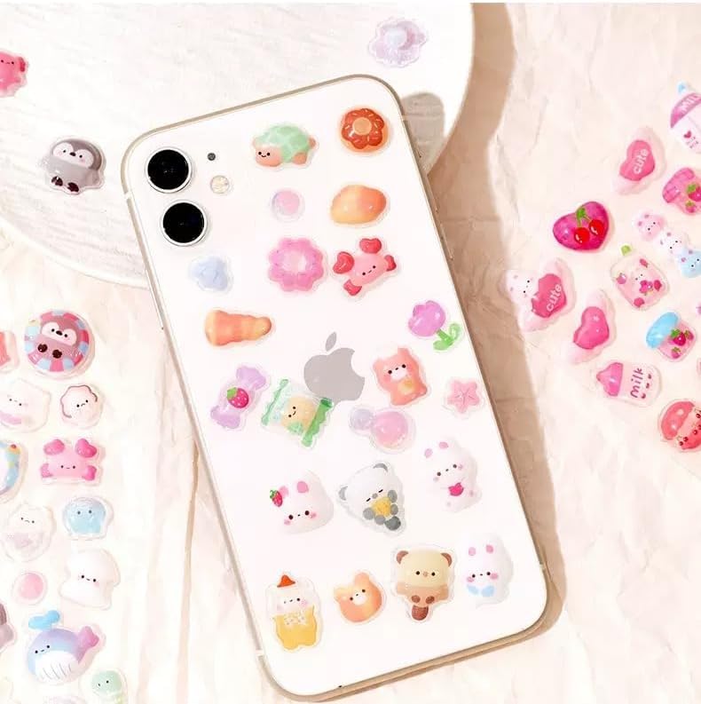 3D Puffy Stickers 10 Sheets 500+Kawaii Stickers for Phone Case & Handbooks ﻿ - style: 10PCS Stickers
