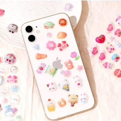 3D Puffy Stickers 10 Sheets 500+Kawaii Stickers for Phone Case & Handbooks ﻿ - style: 10PCS Stickers