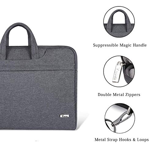 Voova 13.3-13 Inch Laptop Sleeve with Handle, MacBook Sleeve, Gray | Splash-proof laptop sleeve with handle and removable strap; fits 13-inch MacBook Air/Pro M1-M5, HP, Lenovo, Asus and Acer - color: Grey, size: 14-15.6In & 2019 New Macbook Pro 16 Inch
