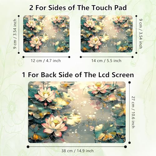 Laptop Skin Sticker Decal, Universal Reusable Vinyl Laptop Cover for 12" 13" 13.3" 14" 15" 15.4" 15.6" Notebook PC, Reusable Waterproof Scratch-Resistant with 2 Wrist Pads,Art Lotus Flowers - color: Art Lotus Flowers