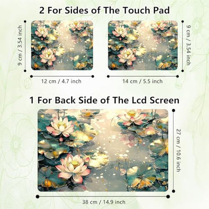 Laptop Skin Sticker Decal, Universal Reusable Vinyl Laptop Cover for 12" 13" 13.3" 14" 15" 15.4" 15.6" Notebook PC, Reusable Waterproof Scratch-Resistant with 2 Wrist Pads,Art Lotus Flowers - color: Art Lotus Flowers