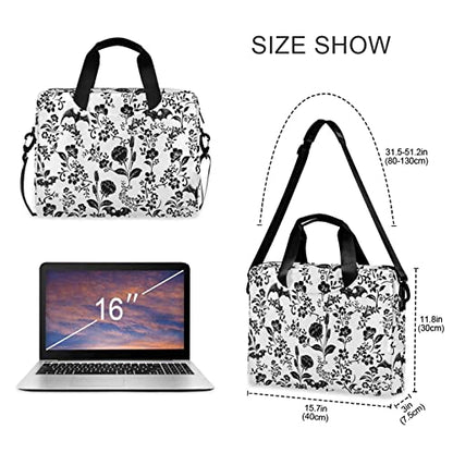 Laptop Bag 15.6 inch, Waterproof Laptop Case with Strap, Protective Laptop Carrying Case for Women&Men, Goth Bat Foral - color: Goth Bat Foral