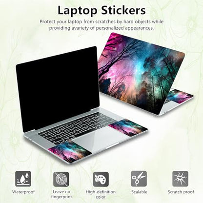 Laptop Skin Sticker Decal, Universal Reusable Vinyl Laptop Cover for 12" 13" 13.3" 14" 15" 15.4" 15.6" Notebook PC, Reusable Waterproof Scratch-Resistant with 2 Wrist Pads,Galaxy Forest Tree - color: Galaxy Forest Tree