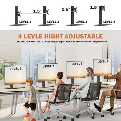 Single LCD Computer Monitor Free-Standing Desk Stand Mount Riser for 13 inch to 32 inch screen with Swivel, Height Adjustable, Rotation, Vesa Base Stand Holds One (1) Screen up to 77Lbs(HT05B-001)) - color: Black