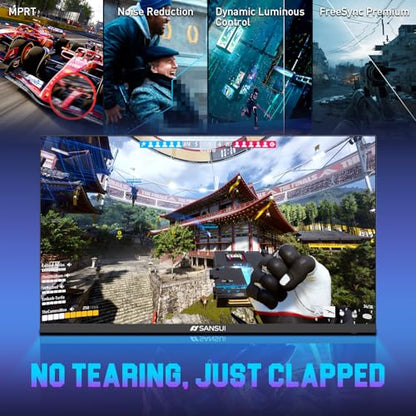 SANSUI Gaming Monitor, 24.5" 300hz 240hz FHD 1080P 1ms FPS PC Monitor Gaming, HDR, FreeSync, DisplayPort x2 HDMI x2, Fast IPS, 120% sRGB, Audio Jack, VESA Support, Desktop Compatible(ES-G25X1 PRO) - size: 24.5 Inch