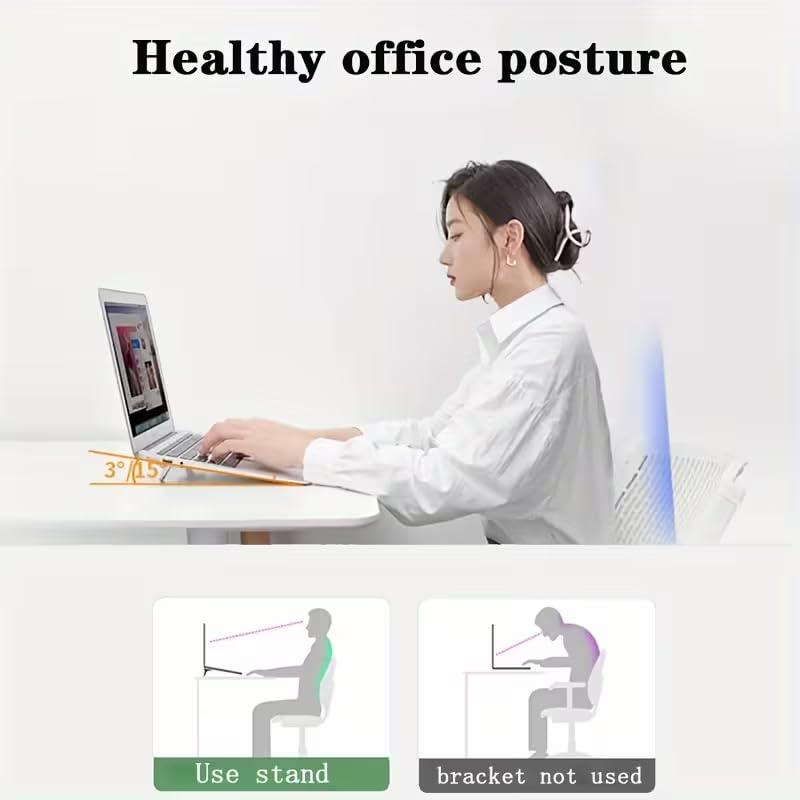 Premium Zinc Alloy Laptop Stand, 2-in-1 Ergonomic Adjustable Notebook Riser & Vertical Holder, Portable Foldable Computer Stand with Silvery Finish for Desk, Office, Travel, MacBook