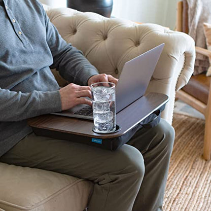 LAPGEAR Cup Holder Lap Desk – Espresso Woodgrain, Fits 14” Laptops - color: Espresso Woodgrain