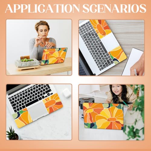 SUPERDANT Laptop Skin Sticker Flowers Laptop Decals Personalized Universal Notebook Computer Wrap Vinyl Skin Stickers Cover Art Decal Removable 12-15.6 Inch Waterproof Scratch-Resistant Gifts Orange - color: Orange