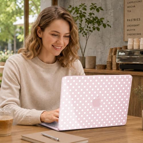 May Chen Compatible with MacBook Neo 13 inch Case 2026 Model A3404, Plastic Hard Shell,Keyboard Cover,Screen Protector,Dust Plug, for MacBook Neo 13" with A18 Pro Chip, Blush Polka dot - color: Blush Polka dot
