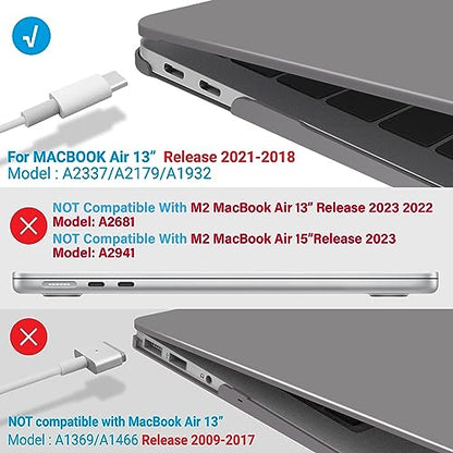 IBENZER Compatible with New MacBook Air 13 inch Case 2022 2021 2020 M1 A2337 A2179 A1932, Plastic Hard Shell Case with Keyboard Cover for Mac Retina Display with Touch ID, Ultra Gray, MAT13-UAGY+1 - color: Ultra Gray
