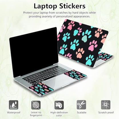 Laptop Skin Sticker Decal, Universal Reusable Vinyl Laptop Cover for 12" 13" 13.3" 14" 15" 15.4" 15.6" Notebook PC, Waterproof Scratch-Resistant with 2 Wrist Pads, Easy to Apply & Remove,Dog Paw Print - color: Dog Paw Print