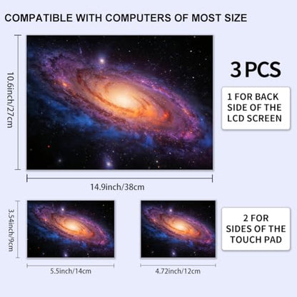 3Pcs Laptop Skin Sticker Decal Galaxy PVC Laptop Sticker Fits for 12-16 Inch Notebook Waterproof Scratch Proof Star Universal Notebook PC Personalized Protector Gift - style: Milky Way