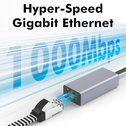 Cyberguys USB C to Ethernet Adapter, Plug and Play Ethernet Adapter, 1Gbps Gigabit RJ45 to Type-C (Thunderbolt 4/3 Compatible) Network Dongle, Compatible for MacBook Pro/Air, iPhone 16 Pro/Max, iPad