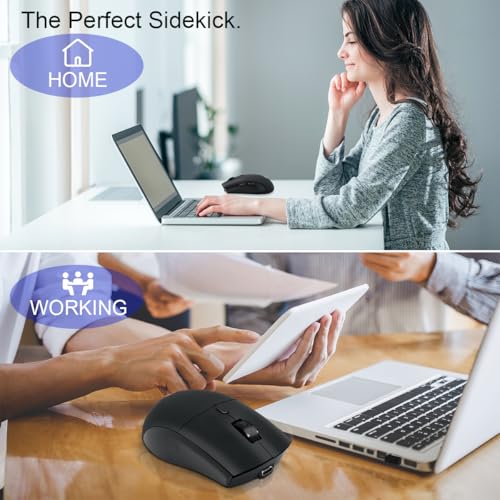 Bluetooth Wireless Mouse（BT5.2+USB 2.4G Receiver） Silent Quiet Clicks，Works with Dual Mode for Laptop/iPad/Tablet/Apple/Computer/Mac & Bluetooth Mouse 6 Buttons, (G301, Black) - style: G301