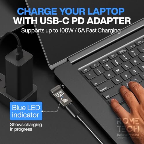 USB C to DC Adapter, Type C to DC with Built-in PD and E-Mark Smart Chip Universal, Input 19V ⎓ 3.42A, with 5.5×2.1 mm Plug, USB C to Laptop Charger (2-Pack)