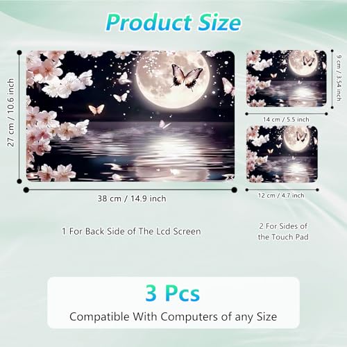 Laptop Skin Sticker Decal 12"-15.6" Universal Laptop/Notebook/Netbook Vinyl - Waterproof Scratch Resistant,Fits HP Dell Lenovo MacBook,2 Free Wrist Pads,Easy Apply & Remove,Cherry Blossom Moon - color: Cherry Blossom Moon