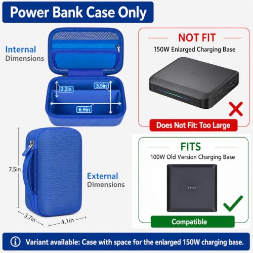 Laptop Power Bank Case for Anker 25000& Prime 27650，Blue | Organizes the Power Bank, Small Cables and 100W Charging Base; Larger 150W Charging Base Does Not Fit, Case Only - color: Blue
