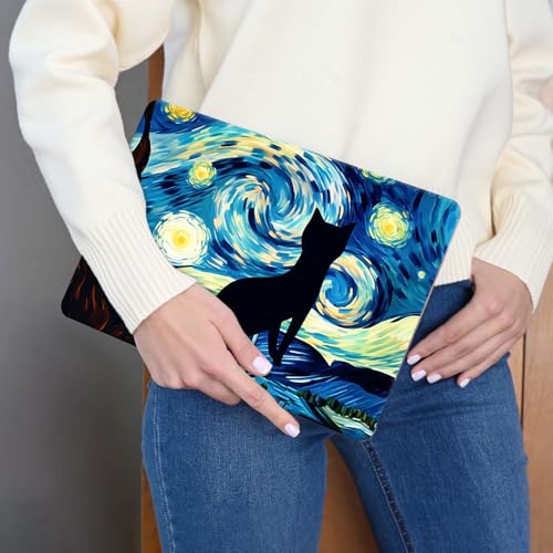 15.6 Inch Laptop Skin Sticker, Reusable Vinyl Cover Protector with 2 Wrist Pad Skins, Removable Waterproof Scratch-Resistant for 12-15.6 Inch Laptop Notebook,Cat and Star - color: Cat And Star