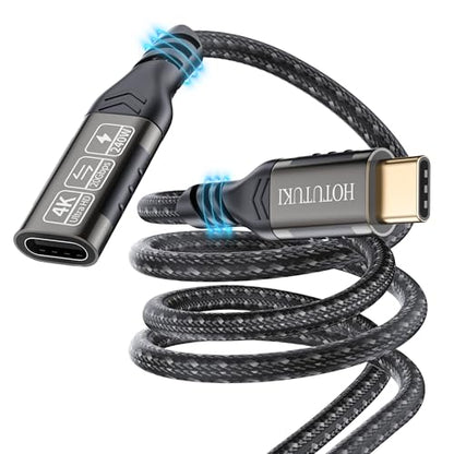 USB-C Extension Cable 6.6ft, 20Gbps Data Transfer, 4K@60Hz, 240W Charging, Male to Female Compatible with Cell Phone Cord Extension - size: 6.6 ft