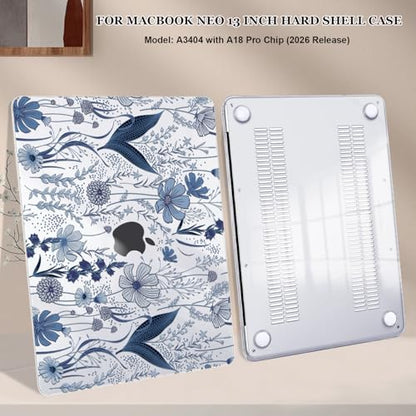 Compatible with MacBook Neo 13 inch Case A3404 Cover 2026 Release, Anti-Scratch Slim Protective Cover Pattern Plastic Hard Shell Case with Keyboard Cover & Screen Film, Wild Flowers - color: Wild Flowers