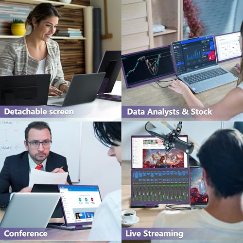 15.6 Inch Laptop Screen Extender Monitor 235° Rotation 1080P Triple Monitor | 120% sRGB FHD IPS Detachable Travel Extra Screen Compatible with Wins Mac Chrome Dex Fits 13-17" Laptops - size: 15.6" Monitor-B
