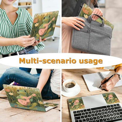 Universal Laptop Skin Sticker with 2 Wrist Pad Decals, 3-Piece Removable Vinyl Laptop Cover, Frog Guitar Waterproof Anti-Scratch, Easy-Trim Fit for 13.3" 14" 15.6" Laptops - color: Frog Guitar