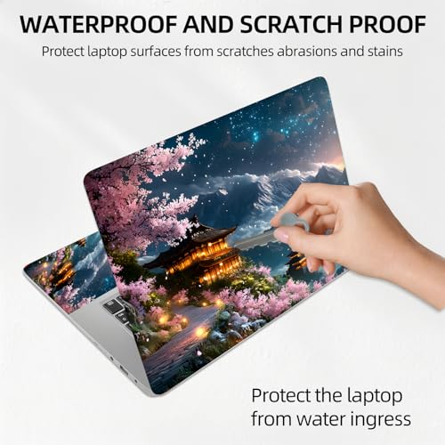 Mountain Pagoda Sunset Universal Laptop Skin Sticker 3PCS, Protective Decal Trim-to-Fit 11.6" 13.3" 14" 15.6" Laptop Vinyl Cover, Removable Anti-Scratch Computer Decal Protector - color: Mountain Pagoda Sunset