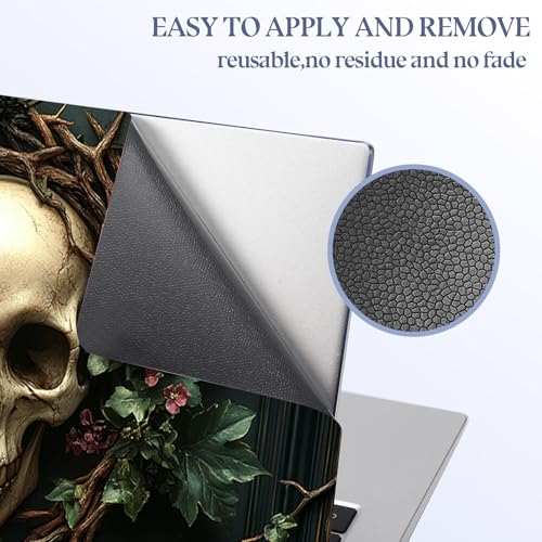 Universal Laptop Skin Sticker Decal,15.6 Inch Laptop Vinyl Cover for 13" 14" 15.6" Laptop,Scratch-Resistant Waterproof Protector Wrap,Reusable with Wrist Pads,Flower Skull Wreath - color: Flower Skull Wreath