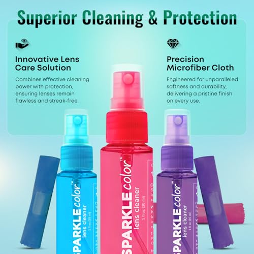 Eyeglass Lens Cleaner Spray & Repair Kit with Vinyl Flip-Top Pouch – 1oz Glasses Cleaner Bottle, Microfiber Cloth & Keychain Screwdriver for Eyeglasses, Sunglasses, Lenses & Screens (1 Pack) - size: 1 Fl Oz (Pack of 1), style: Pink | 1x1oz Lens Spray + 1