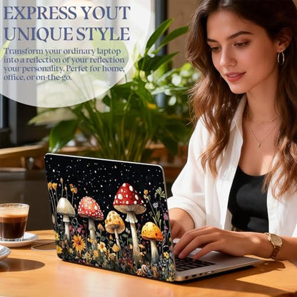 Universal Laptop Skin Sticker Decal,15.6 Inch Laptop Vinyl Cover for 13" 14" 15.6" Laptop,Scratch-Resistant Waterproof Protector Wrap,Reusable with Wrist Pads,Starry Mushroom Field - color: Starry Mushroom Field
