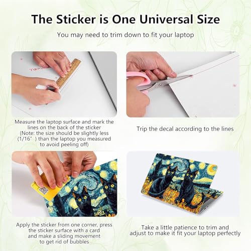 Laptop Skin Sticker Decal, Universal Reusable Vinyl Laptop Cover for 12" 13" 13.3" 14" 15" 15.4" 15.6" Notebook PC, Waterproof Scratch-Resistant with 2 Wrist Pads, Easy to Apply & Remove,Cats - color: Cats